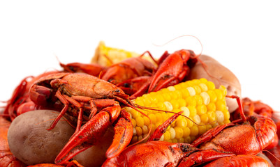 A Crawfish Boil with Corn on the Cob and Potatoes