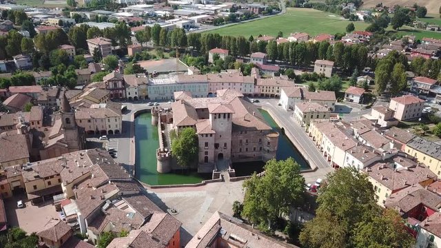 Fontanellato aerial view of the rocca near Parma in Emilia Romagna Italy