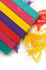 Beautiful Image of Colorful Pastel Crayons and White Background