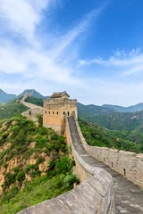 Papier peint photo autocollant rond Mur chinois La Grande Muraille de Chine à Jinshanling