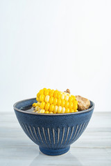 A bowl of nutritious and delicious corn pork bone soup