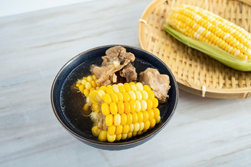 A bowl of nutritious and delicious corn pork bone soup