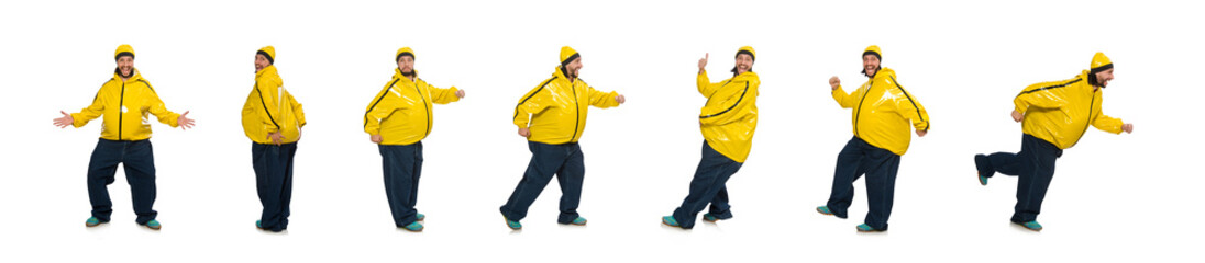 Overweight man isolated on the white