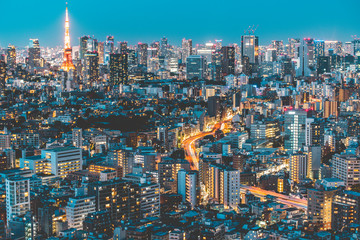 Fototapeta na wymiar Beautiful night view of Tokyo
