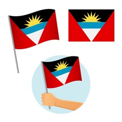 Antigua and Barbuda flag in hand