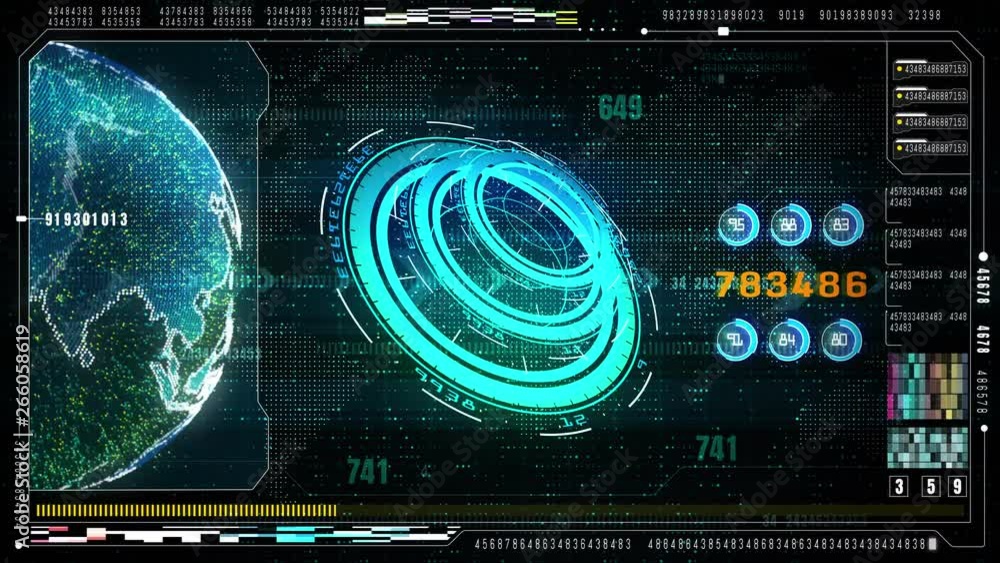 Poster hi-tech motion graphic futuristic user interface head up display screen with digital data and inform