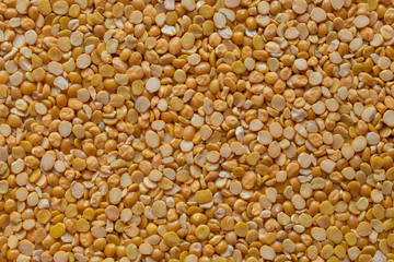 Chickpeas or Chana Dal, split pluse closeup.