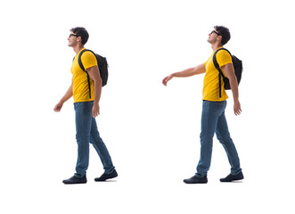Obraz premium Student with backpack isolated on white 