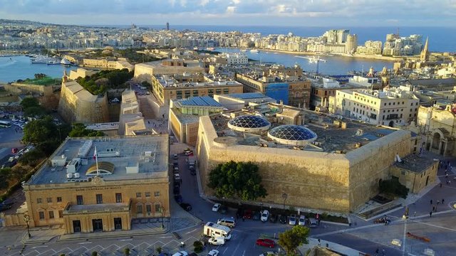 La Valletta aerial panorama with bastions in Malta