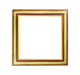 Fototapeta premium Old golden frame with many layer patterns isolated on white background and clipping path