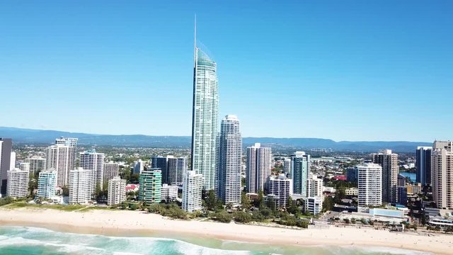 An aerial view of Surfers Paradise on the Gold Coast, Australia