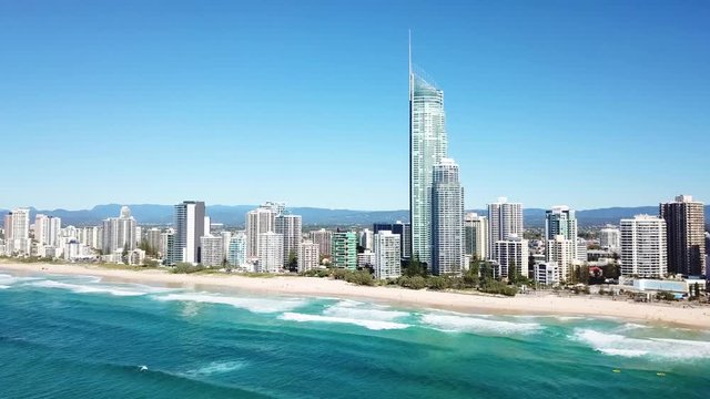 An aerial view of Surfers Paradise on the Gold Coast, Australia