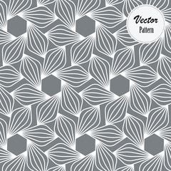 linear vector pattern, repeating abstract flower leaves, gray line of leaf or flower, floral. graphic clean design for fabric, event, wallpaper etc. pattern is on swatches panel. 