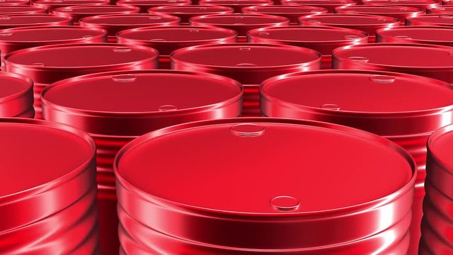 Looping 3D animation of the red oil barrels in UHD