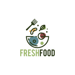 Healthy fresh food logo template vector