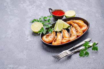 Large fried shrimp with citrus