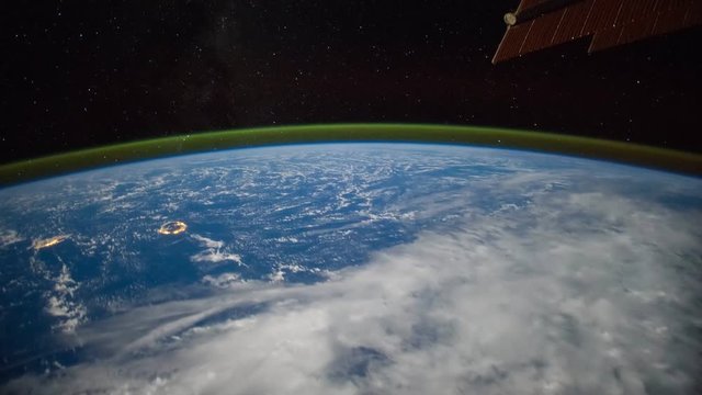 Planet Earth seen from the International Space Station with Aurora Borealis Australis time lapse