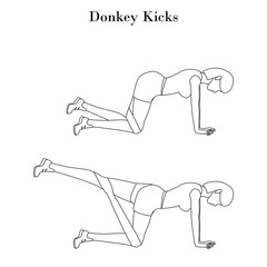 Donkey kicks exercise outline