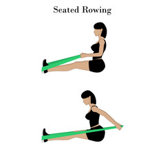 Seated rowing exercise illustration