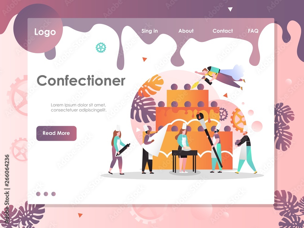 Poster confectioner vector website landing page design template