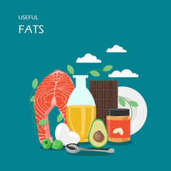 Useful fats vector flat style design illustration