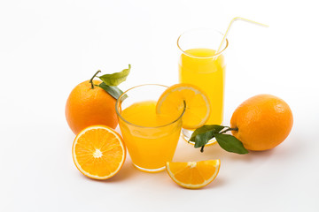 Fresh and delicious oranges and orange juice