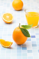 Fresh and delicious oranges and orange juice