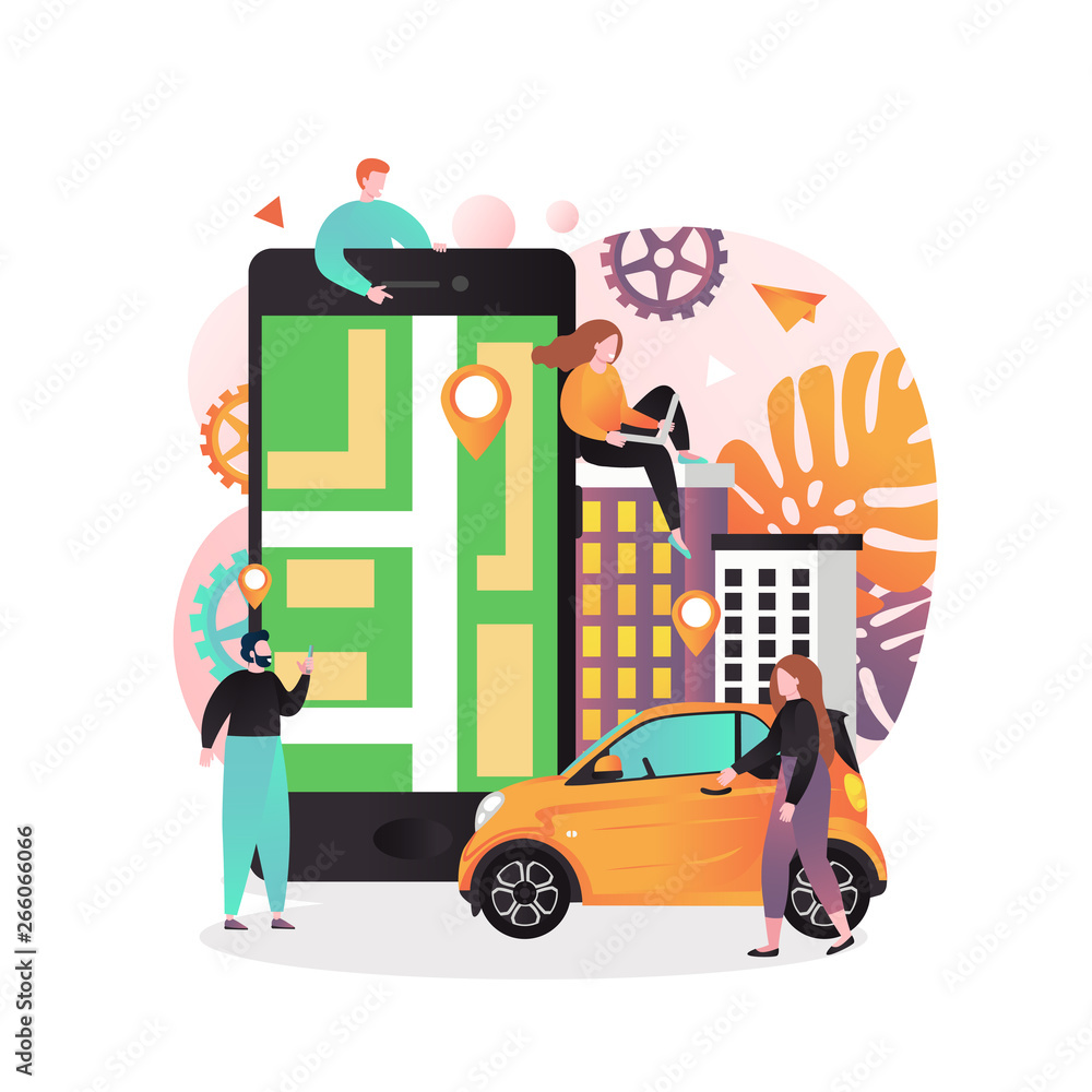 Poster gps navigator vector concept for web banner, website page