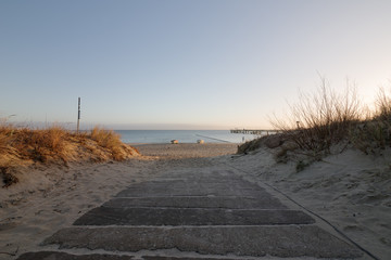 Beach entrance with view on the Baltic Sea on the Island Usedom., Germany