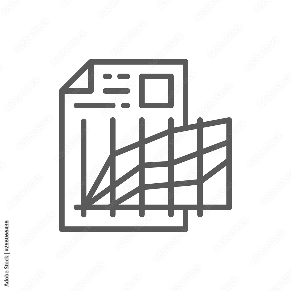 Aufkleber document with graphs, progress, comparisons line icon.
