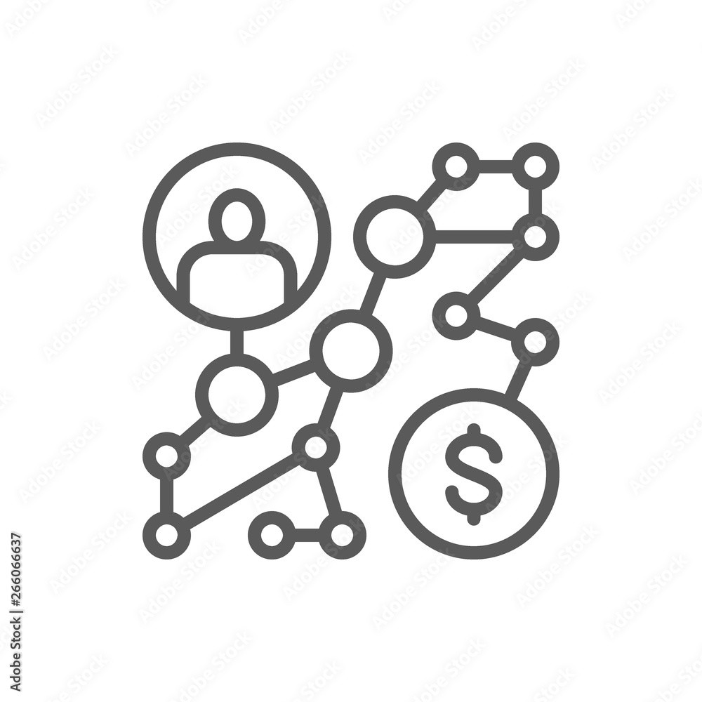 Poster business strategy, success way, algorithm, instruction line icon.
