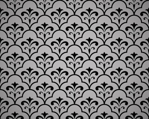 Flower geometric pattern. Seamless vector background.Black ornament. Ornament for fabric, wallpaper, packaging, Decorative print