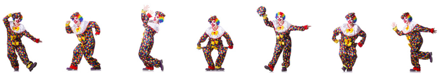 Fototapeta na wymiar Funny male clown isolated on white 