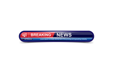 Breaking News template title with shadow on white background for screen TV channel. Flat vector illustration EPS10