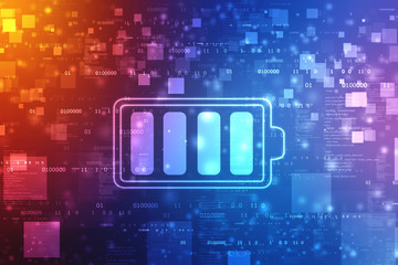 Battery Icon in digital background, battery Supply Concept Background, Energy Efficiency Concept