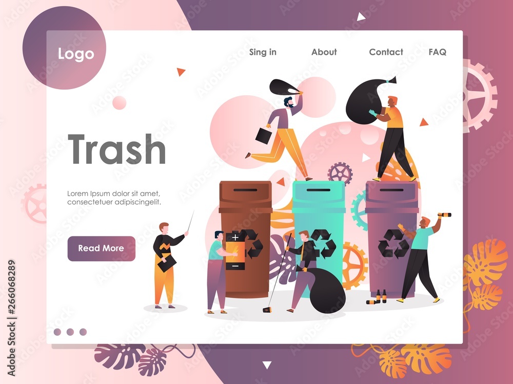 Aufkleber trash vector website landing page design template