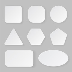 Blank buttons icon set of circle, square, pentagon, hexagon, triangle, heptagon, rectangle.
