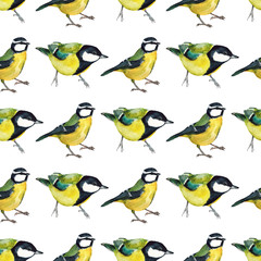 Seamless pattern with tomtits