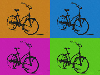 Obraz premium Image of a Bicycle in pop art style in four colors.
