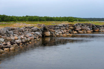Big Solovetsky dam connecting the island  the Big Solovetsky island with large Muksalma. Length 1200 meters, base width 7 meters