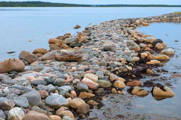 Big Solovetsky dam connecting the island  the Big Solovetsky island with large Muksalma. Length 1200 meters, base width 7 meters