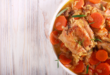 Rosemary rabbit stew with carrot