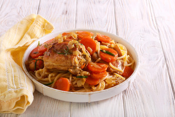 Pasta with rosemary rabbit stew