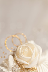 Abstract wedding background from laces and satin rose
