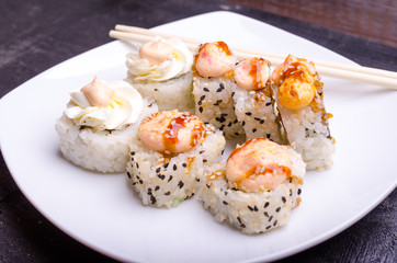 Food Portion of Japanese Sushi Rolls.