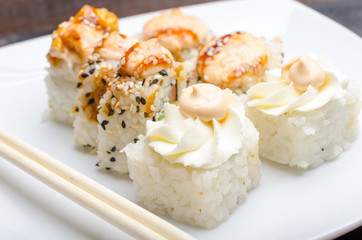 Fresh Food Portion of Sushi Rolls.