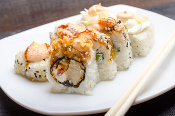 Fresh Food Portion of Sushi Rolls.