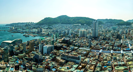 aerial view of the city, Busan, South Korea