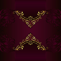 Vintage background mandala card with golden lace ornaments and art deco floral decorative elements