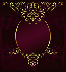 Vintage background mandala card with golden lace ornaments and art deco floral decorative elements